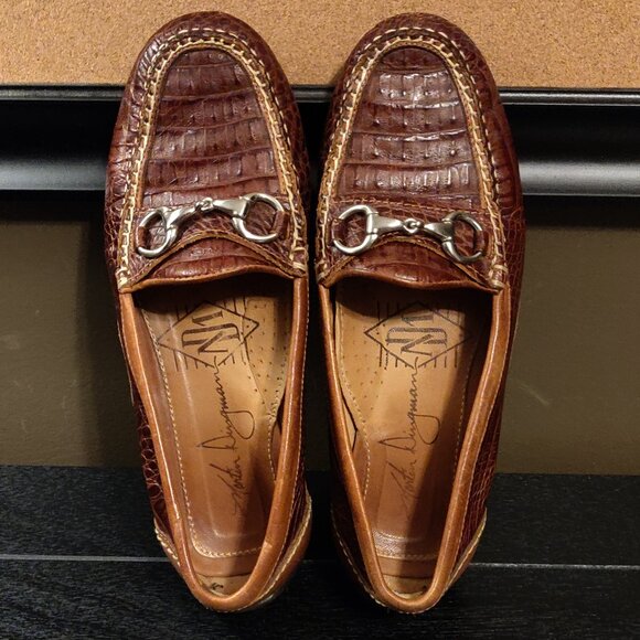 Martin Dingman Saxon Horse Bit Loafers Crocodile Grain Leather 8.5 M - Picture 6 of 10